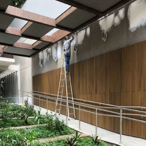 广东省庭院景观木塑墙面装修施工案例