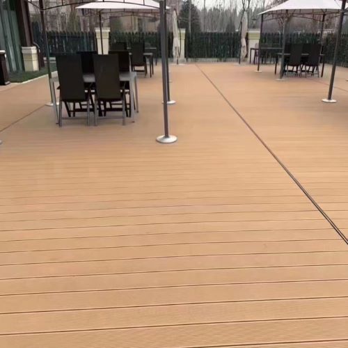 庭院木塑休闲地板平台制作案例