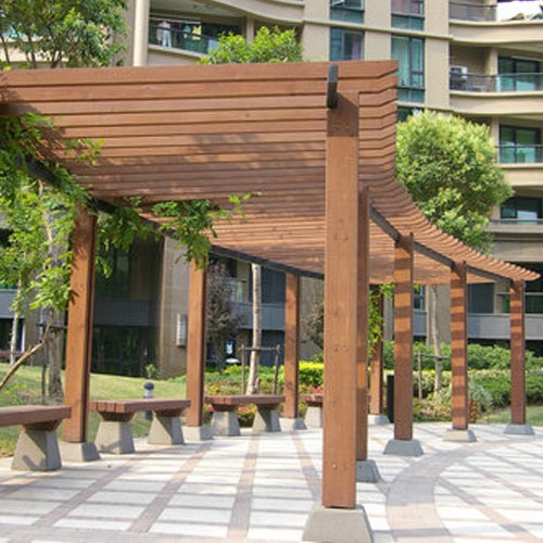 广东省弧形塑木葡萄架花架施工工程