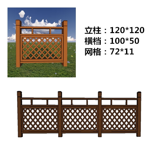 广东塑木护栏厂家销售-塑木围栏尺寸示意图