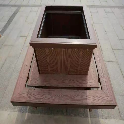 广东省塑木花池定制木塑花箱座椅施工