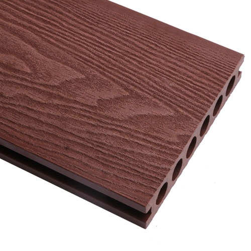 广东木塑材料厂家批发红木色圆孔木纹塑木地板