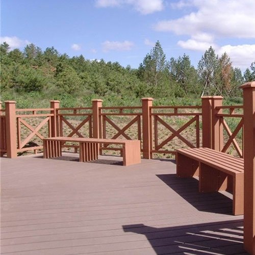 景区木塑护栏坐凳整体施工